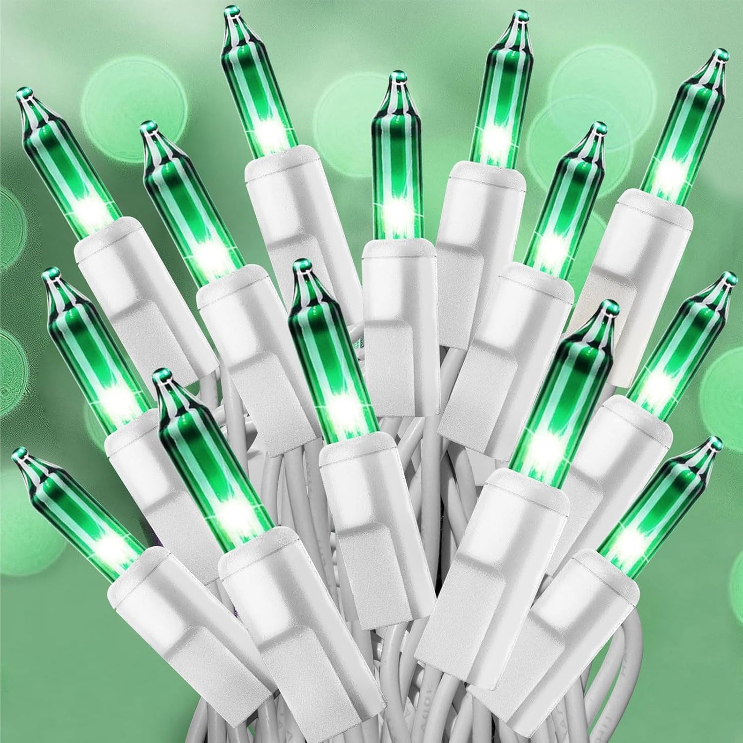 St. Patrick's Day Mini String Lights Green Christmas Lights, 50FT 200 Incandescent Bulbs Green Lights with White Wire for Christmas Tree, Garland, Indoor & Outdoor St Patricks Day Decoration