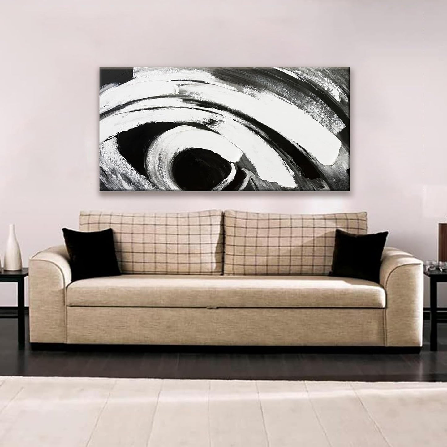 TAIJXAGSG Black And White Wall Art Modern Abstract Wall Decor Canvas Prints Picture Canvas Art Wall Decor Modern Wall Artwork Bedroom Living Room Office Decoration Ready To Hang 24"X48"
