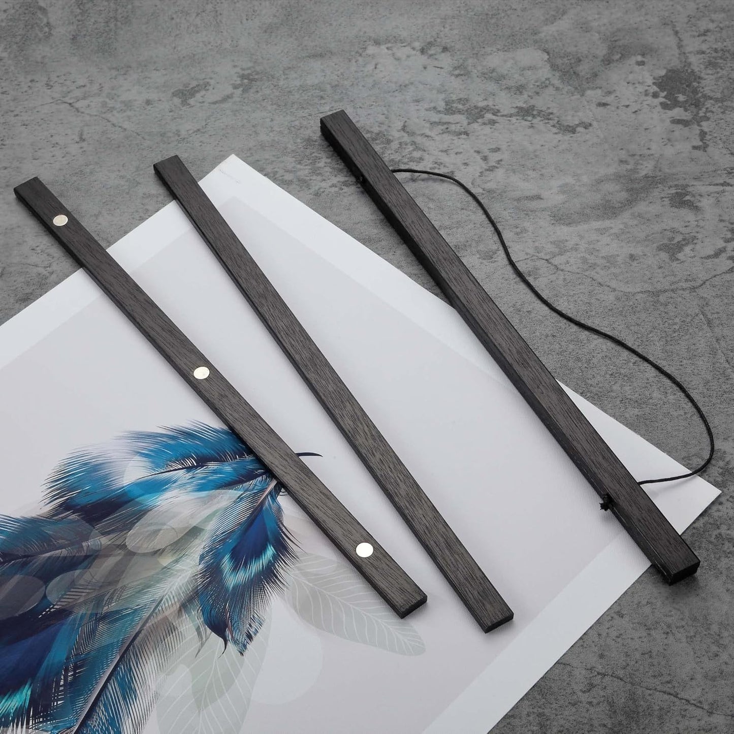 FALAMON Magnetic Poster Hanger Frame, Teak Wood Magnet Poster Frame for Posters, Prints, Photos, Pictures, Maps, Scrolls, and Canvas Artwork(Black)