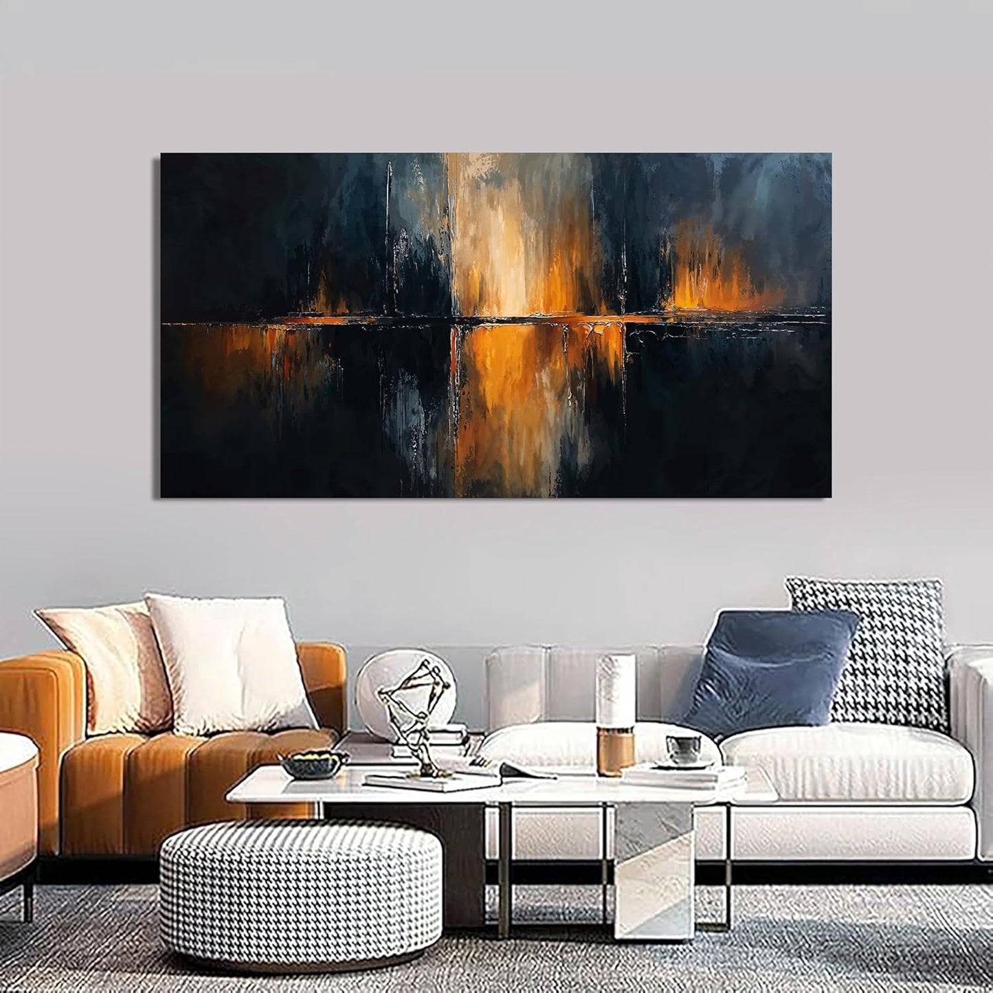 Canvas Wall Art Decor Modern Black Wall Art Prints Large Gold Wall Art Decorations Art Work for Wall Decor Wall Art Pictures for living Room Abstract Artwork for Walls Bedroom Office Decor 24" X 48"