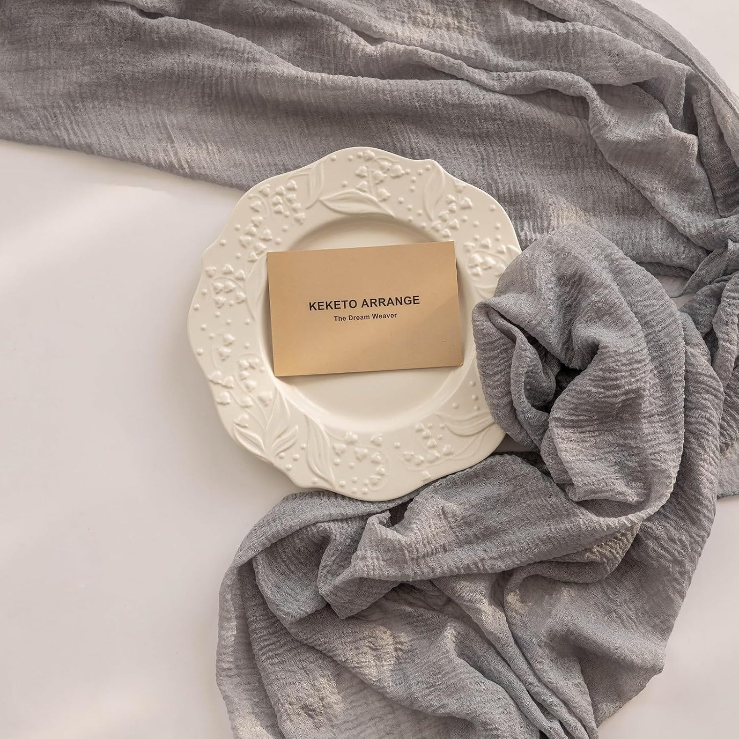 6pcs Dusty Blue Gauze Rustic Cheesecloth Table Runner 120 Inch 10 FT for Wedding Baby Shower Bridal Shower Birthday Engagement Garden Outdoor Party Long Sheer Boho Decorations