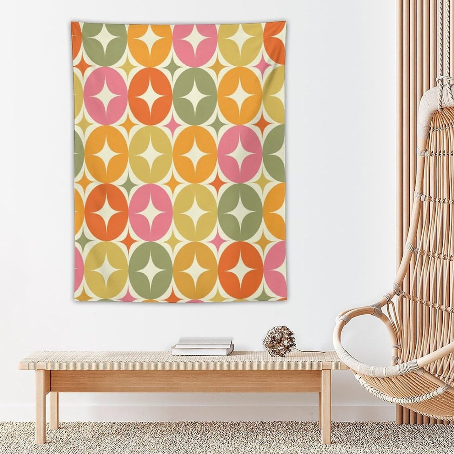 ICMOLYYENLO Abstract Cat Tapestry, Medieval Abstract Atomic Star Cat Vintage Home Wall Hanging Art Tapestry for Bedroom Living Room Dormitory 40x60 Inch