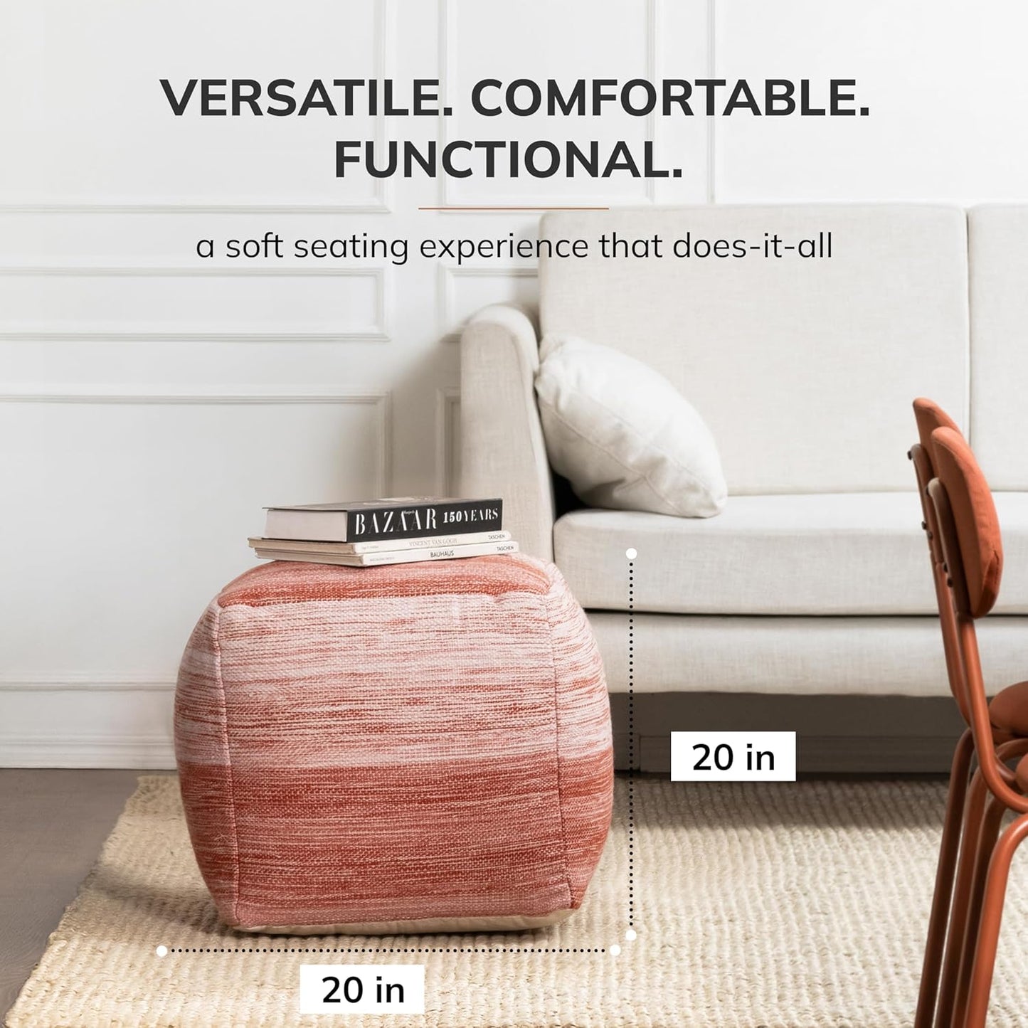 Anji Mountain 20"x20"x20" Handmade & Handcrafted Ottoman Pouf Comfortable Pouf Ottoman Foot Rest & Home Décor Accent for Living Room, Bedroom, Nursery, Kids Room, Patio