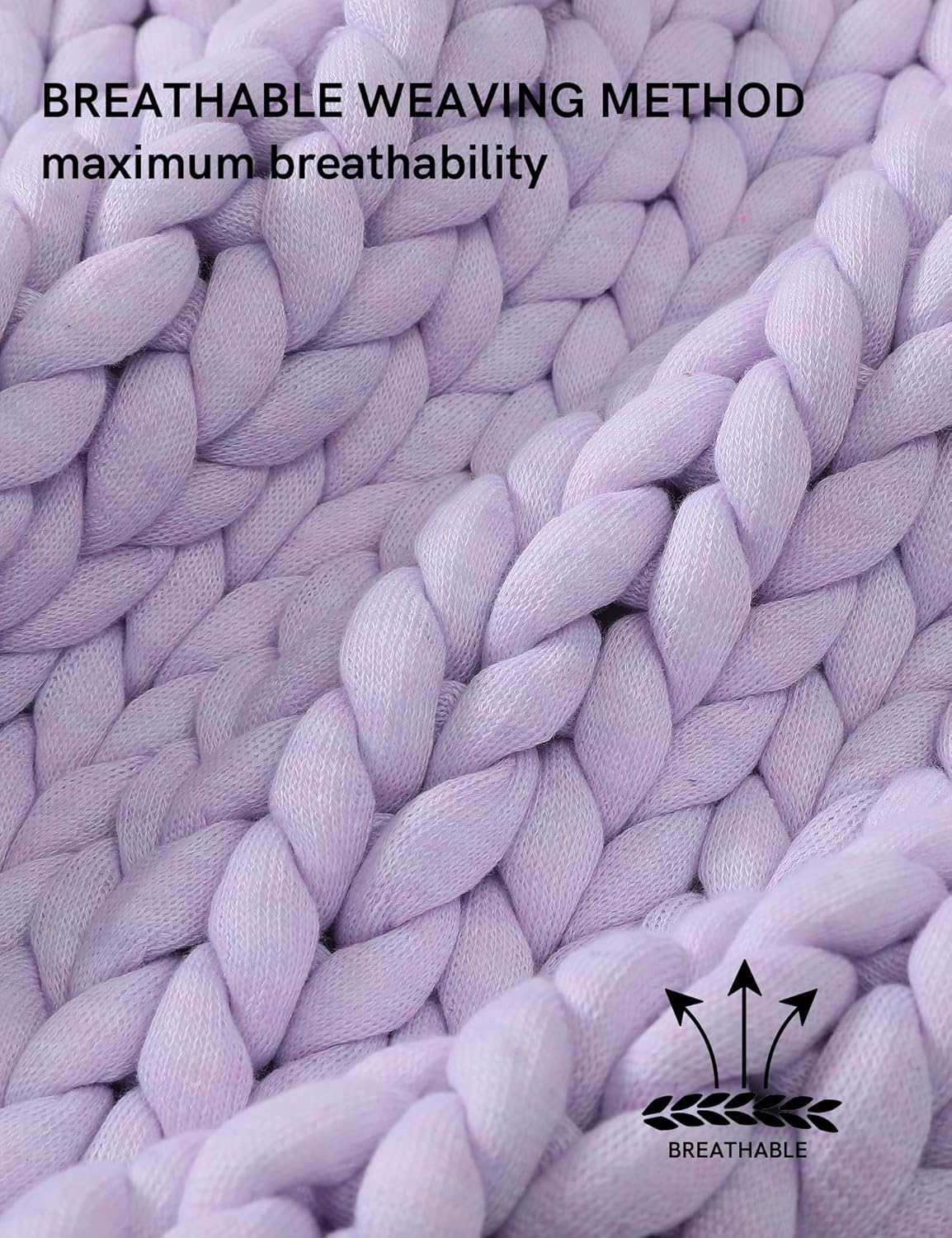 YnM Chunky Throw Blanket, Medium-Weight, Hand Knitted, Skin Friendly, Ventilated and Breathable, Machine Washable, Home Décor Piece for Couch, Sofa and Bed (Iris Lavender, 80x87 Inch)