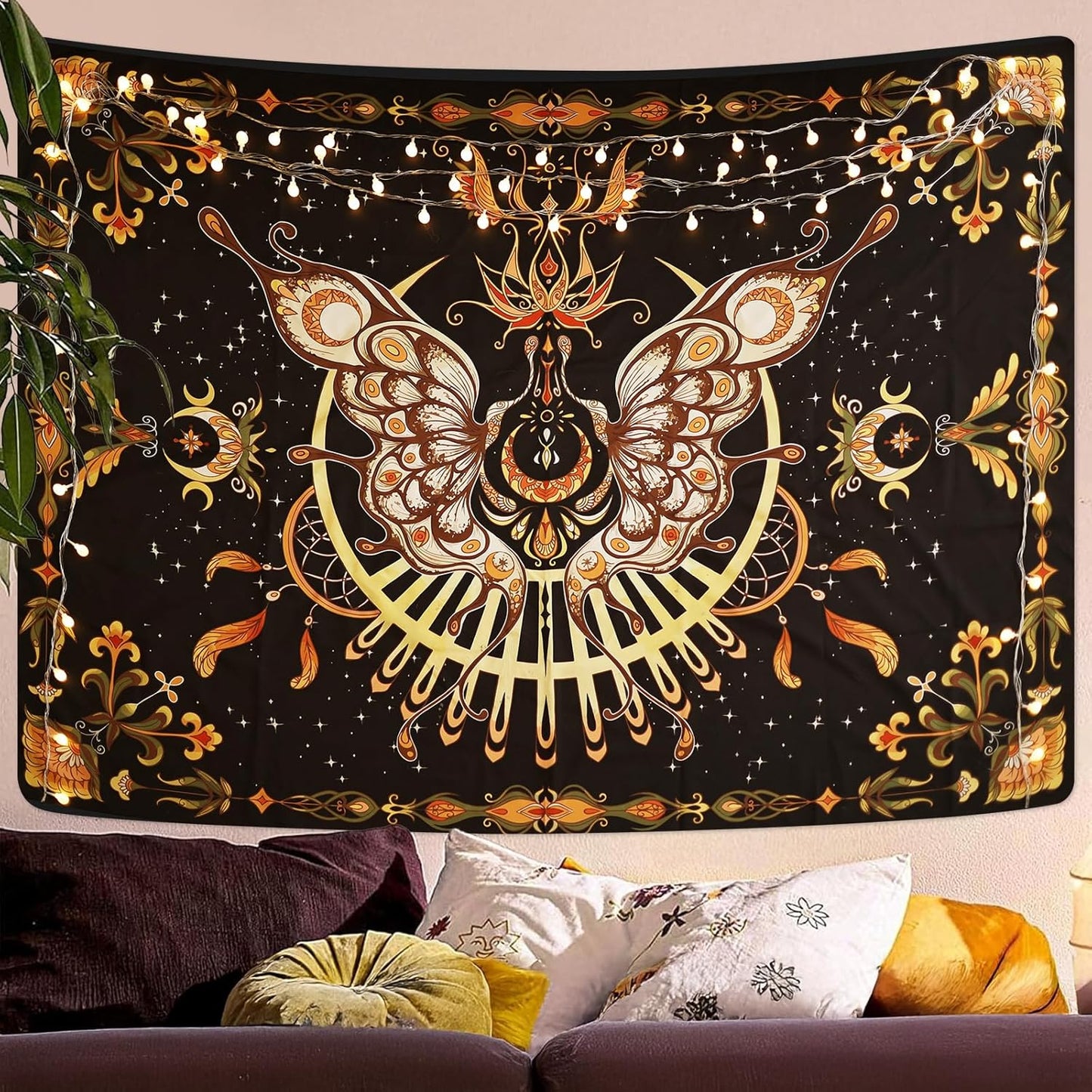 CHDGDHC Butterfly Tapestry - Moth Wall Hanging, UV Resistant, Waterproof, Machine Washable, Lightweight, Psychedelic Bedroom Aesthetic Decor for Bedroom, Living Room, Yoga Room - 79.92x59.84 Inch