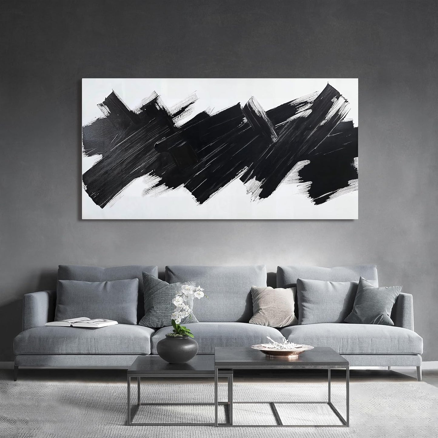 Abstract Wall Art Decor Modern Large Wall Art For Living Room Black Canvas Wall Art Large Artwork for Walls Abstract Canvas Art Canvas Print Art Work For Home Kitchen Office Wall Decor 29" X 58"
