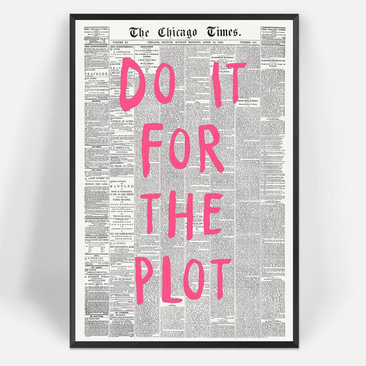 Liyark Retro Black And White Chicago Newspaper Poster Pink Trendy Preppy Apartment Art Motivational Affirmation Do It For The Plot Prints For Home Bedroom Living Room Wall Decor 12x16in Framed