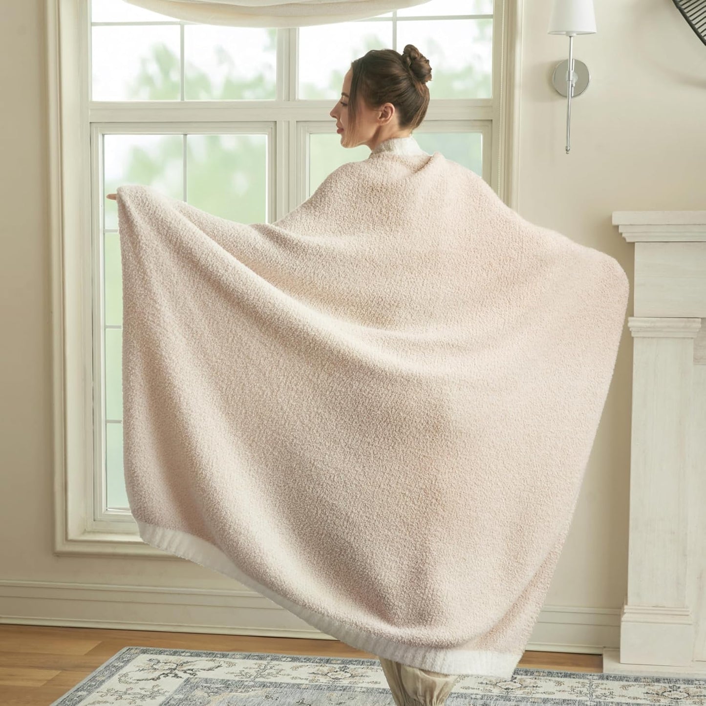 Joiedomi Throw Blanket for Couch Bed Sofa, Beige Knitted Blankets Gifts for Women Mom Girls, Cozy Cute Soft Throw Home Room Decor Aesthetic for Women Mothers Birthday Gifts 50x70 Inches