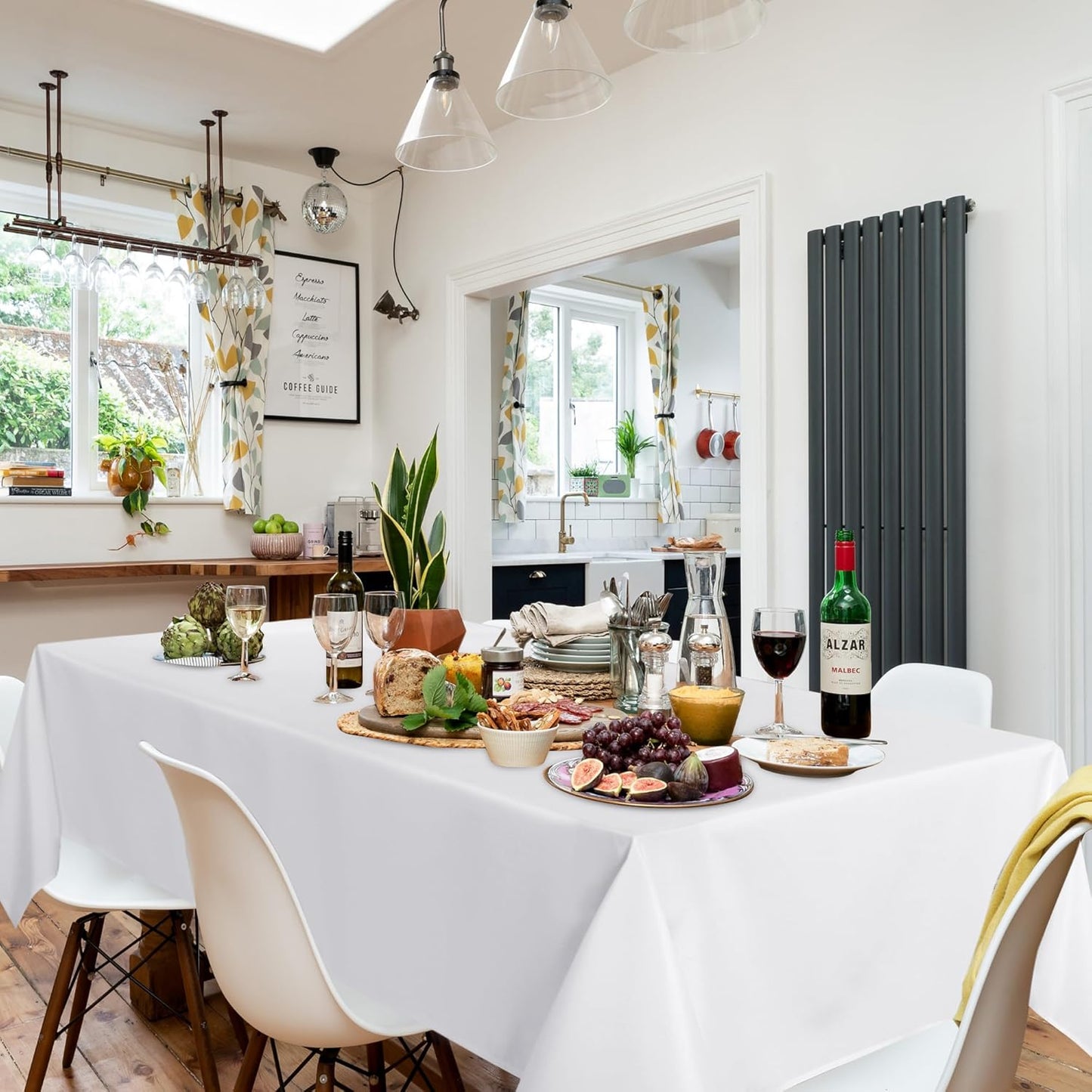 sancua 6 Pack White Tablecloth 60 x 84 Inch, Rectangle Table Cloth for 4ft Tables - Stain and Wrinkle Resistant Washable Polyester Table Cover for Dining Wedding Banquet Party Buffet Restaurant