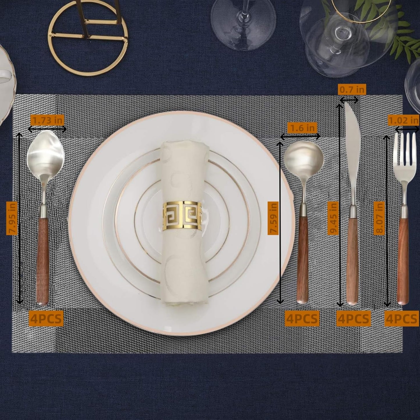 Silverware Set 16 Piece Flatware Cutlery Set Service for 4,18/10 Stainless Steel Forged Walnut Wooden Handle Matte Brushed Dishwasher Safe Premium Durable Utensil Sets for Home Kitchen Wedding