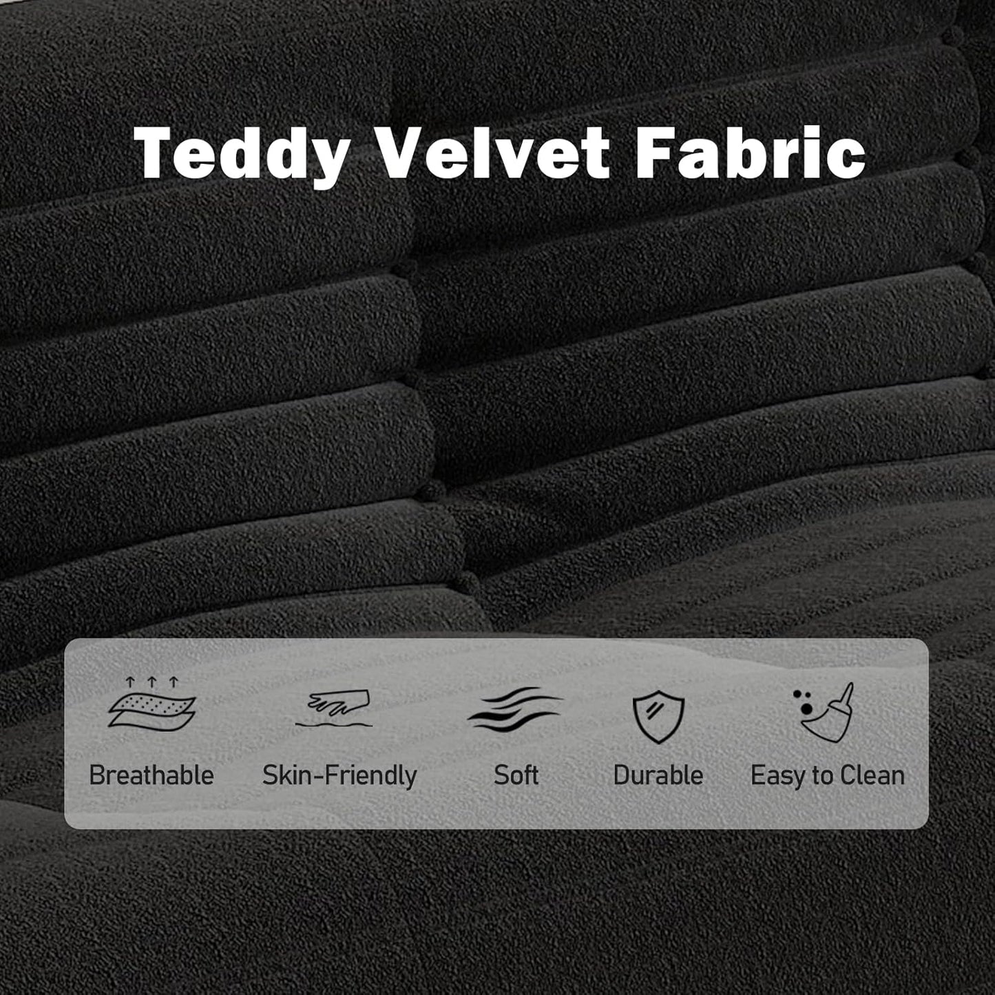 Big Bean Bag Chairs for Adults, 3 Seater Large Bean Bag Chair Sofa, Fireside Chair Lazy Sofa Chair with High Density Comfortable Foam, Modern Bean Bag for Living Room, Bedroom, Office (Black)