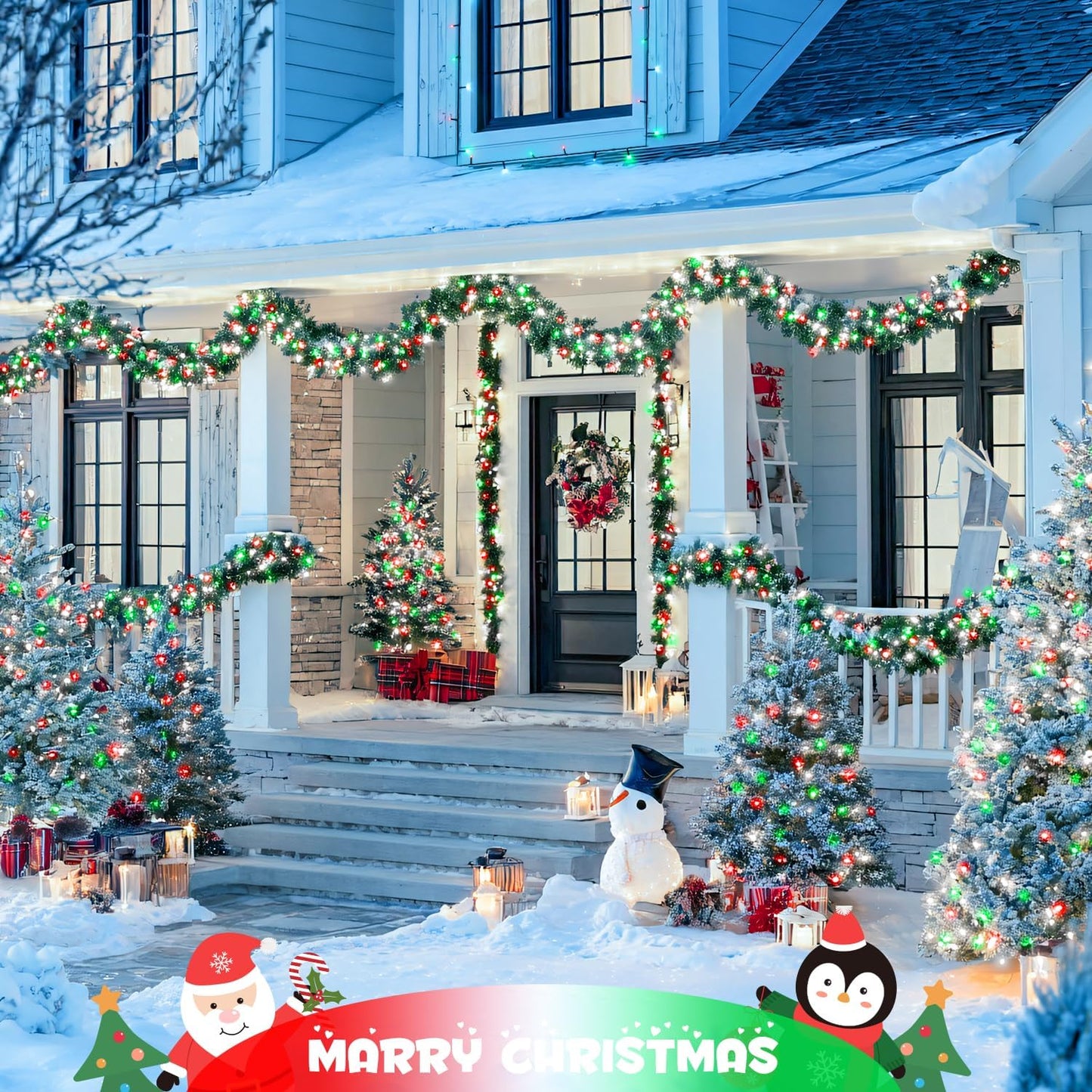 JMEXSUSS 2 Pack Red White and Green Solar Christmas Lights, Total 400 LED 151FT Solar String Lights Outdoor Waterproof, 8 Modes Solar Lights for Outside Tree Patio Christmas Decorations