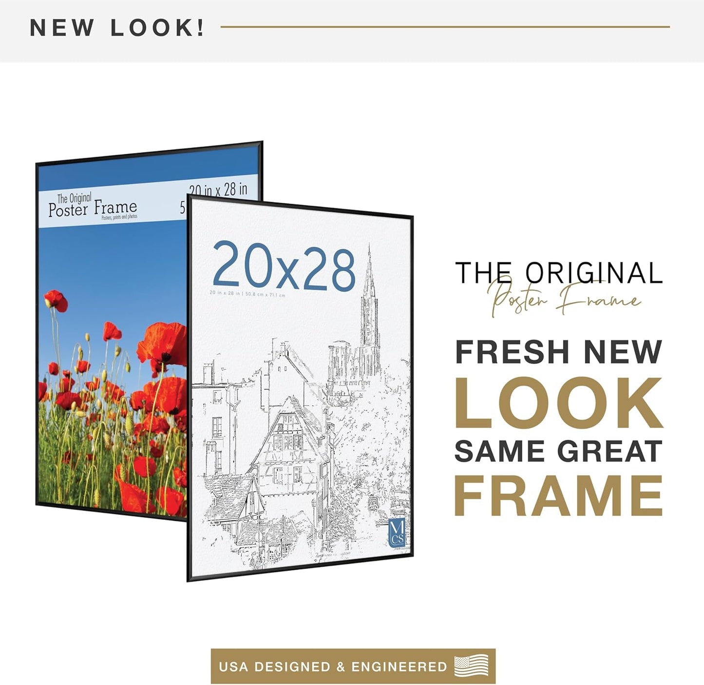 MCS Original Poster Frame 20x28 Black Lightweight Vertical & Horizontal Wall Hanging Large Picture Frame for Posters, Art Prints & Gallery Wall (2-Pack)