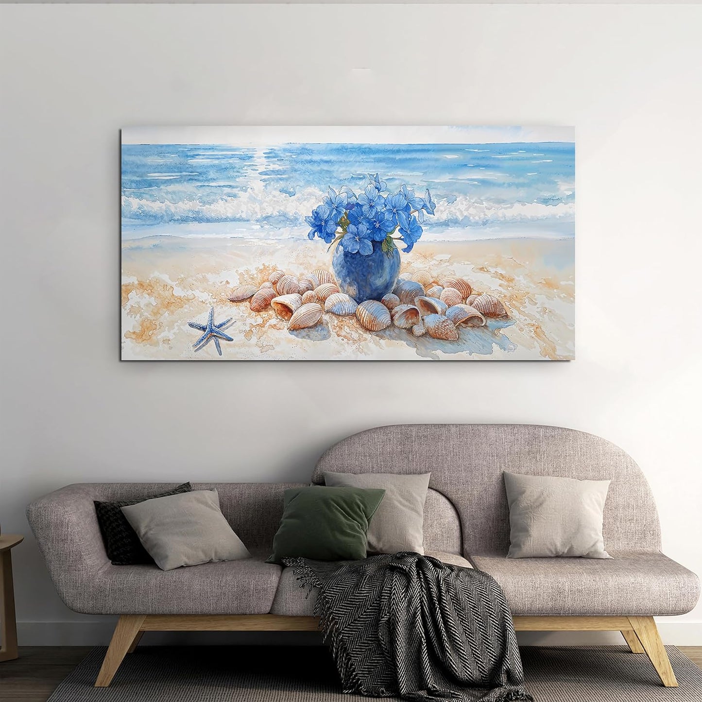 Canvas Wall Art Decor Modern Landscape Art Wall For Living Room Blue Coastal Wall Art Floral Wall Decor Modern Canvas Wall Art Artwork for Walls Art Work For Home Kitchen Office Decor 20" X 40"