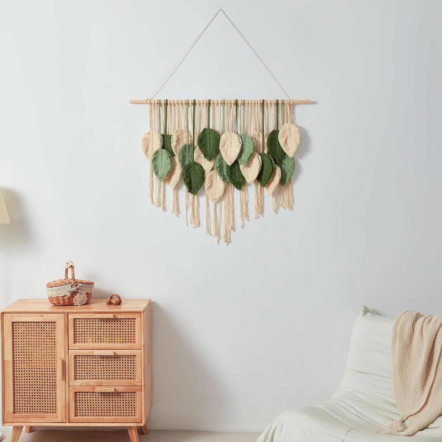 Macrame Wall Hanging Boho Wall Tapestry Handmade Woven Leaf Wall Decor Crochet Wall Art for Home Office Apartment(39.4" W x 31.5" L)