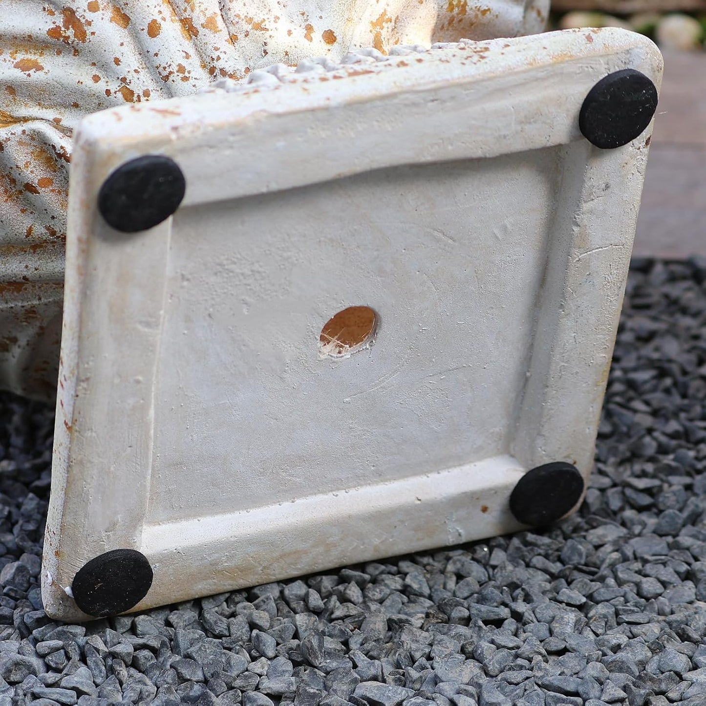 Vintage Garden Urn Planter with Pedestal, Cement and Fiber, Maked Antique, Decorative Leaf Pattern, 14.2x11.8 Inch Pot with 19.3 Inch Stand, Wrap Foam Safely Delivered from Local Warehouse (Antique)