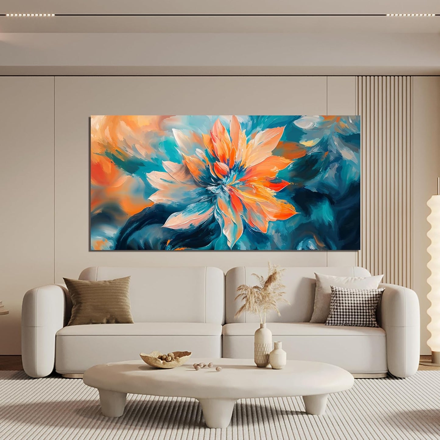 KUPTEU Canvas Wall Art Decor Large Wall Art Pictures for Living Room Colorful Flowers Wall Art Prints Decorations Canvas Art Wall Decor Artwork for Walls Bedroom Home Aesthetic Decor 24" X 48"
