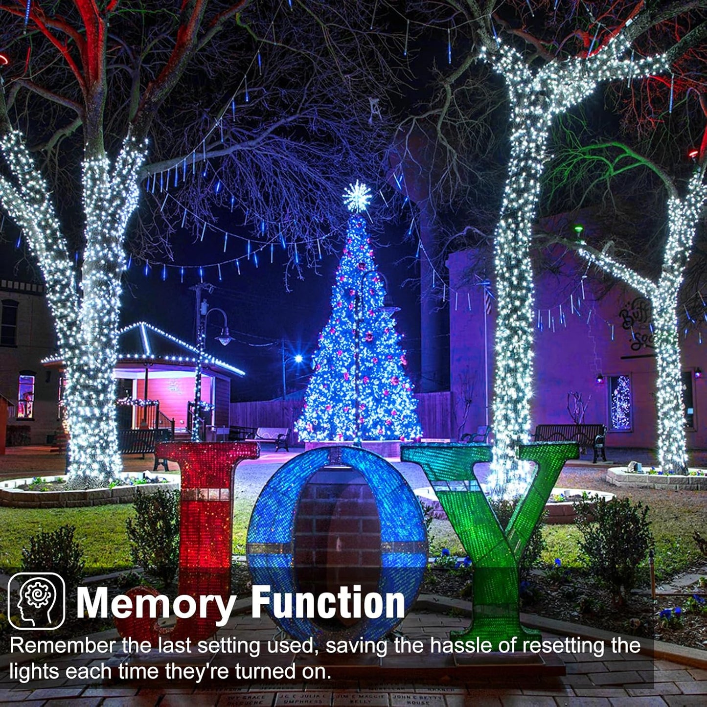 2 Pack Christmas Lights Outdoor, Total 200FT 600LED Christmas String Lights with 8 Modes Waterproof, Green Wire Twinkle Tree Lights for Indoor Patio Xmas Decor, 1 Pack Blue & 1 Pack White