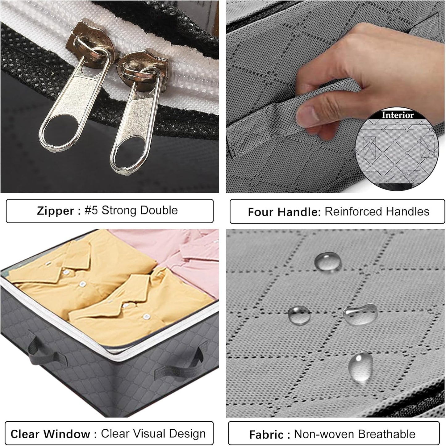 8 Pack Under Bed Storage Containers, 90L Collapsible Closet Organizers and Storage Bins, Underbed Storage Bags for Wrapping Paper, Blanket, Towels, Clothes, Comforter, Sweaters, Linen Sheet