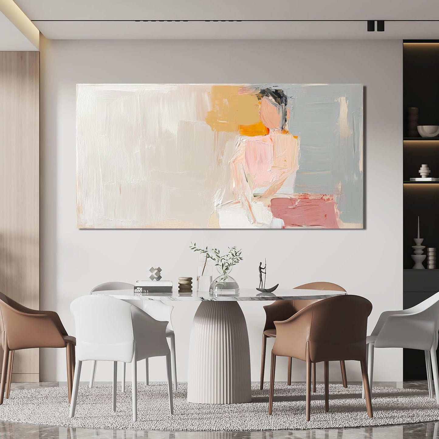 AIXMGSJS Abstract Canvas Wall Art Decor, 20"x40", Pink, Wrapped Canvas, Wall Hanging Decor, Living Room, Bedroom, Dining Room, Guest Room, Home Office