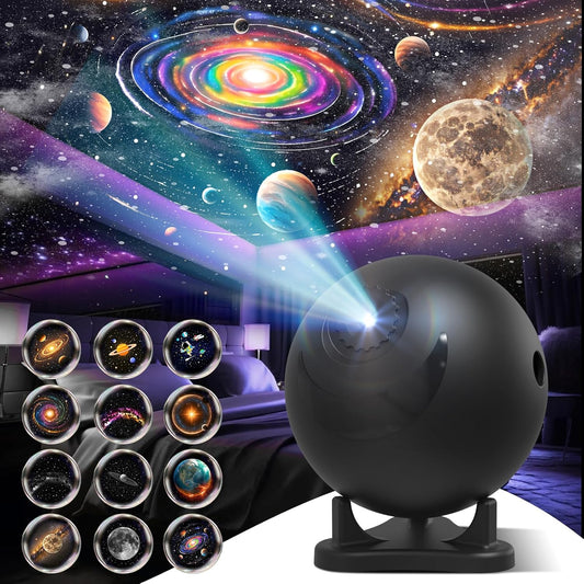 Planetarium Projector for Bedroom, 12 Image Discs, Galaxy Projector Star Night Light, Ceiling Mood Lighting, LED Space Galaxy Lamp, Kids Adults Room Decor