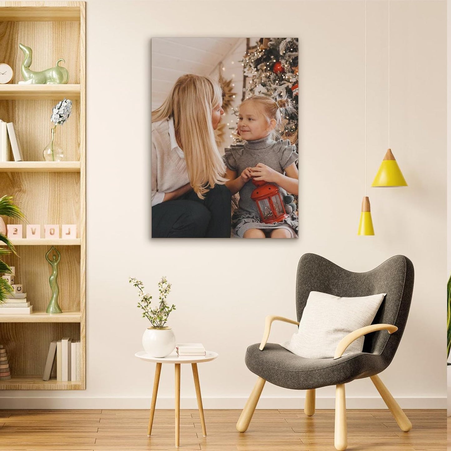 Custom Canvas Prints with Your Photos- Personalized Print Canvas Pictures, Custom Wall Art Gift for Living Room, Bedroom, Wedding Family Baby Pets Framed 24 x 16 inche