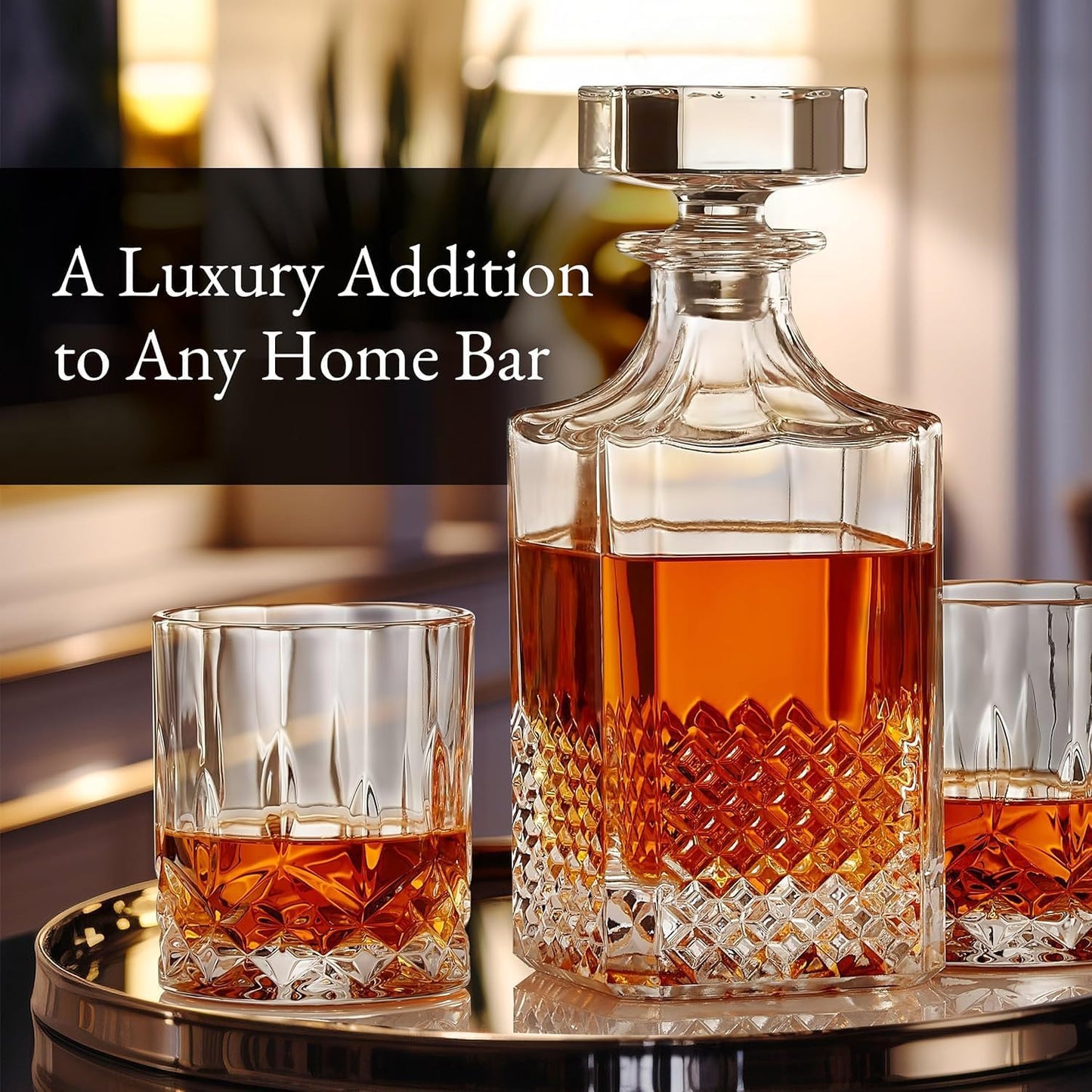 Luxury Gift For Men – Whiskey Decanter Set For Beloved Husband Or Dad Birthday Gift – 2 Whiskey Glasses And Decanter Set Is a Great Gift Idea for Whisky, Bourbon, Scotch lovers…