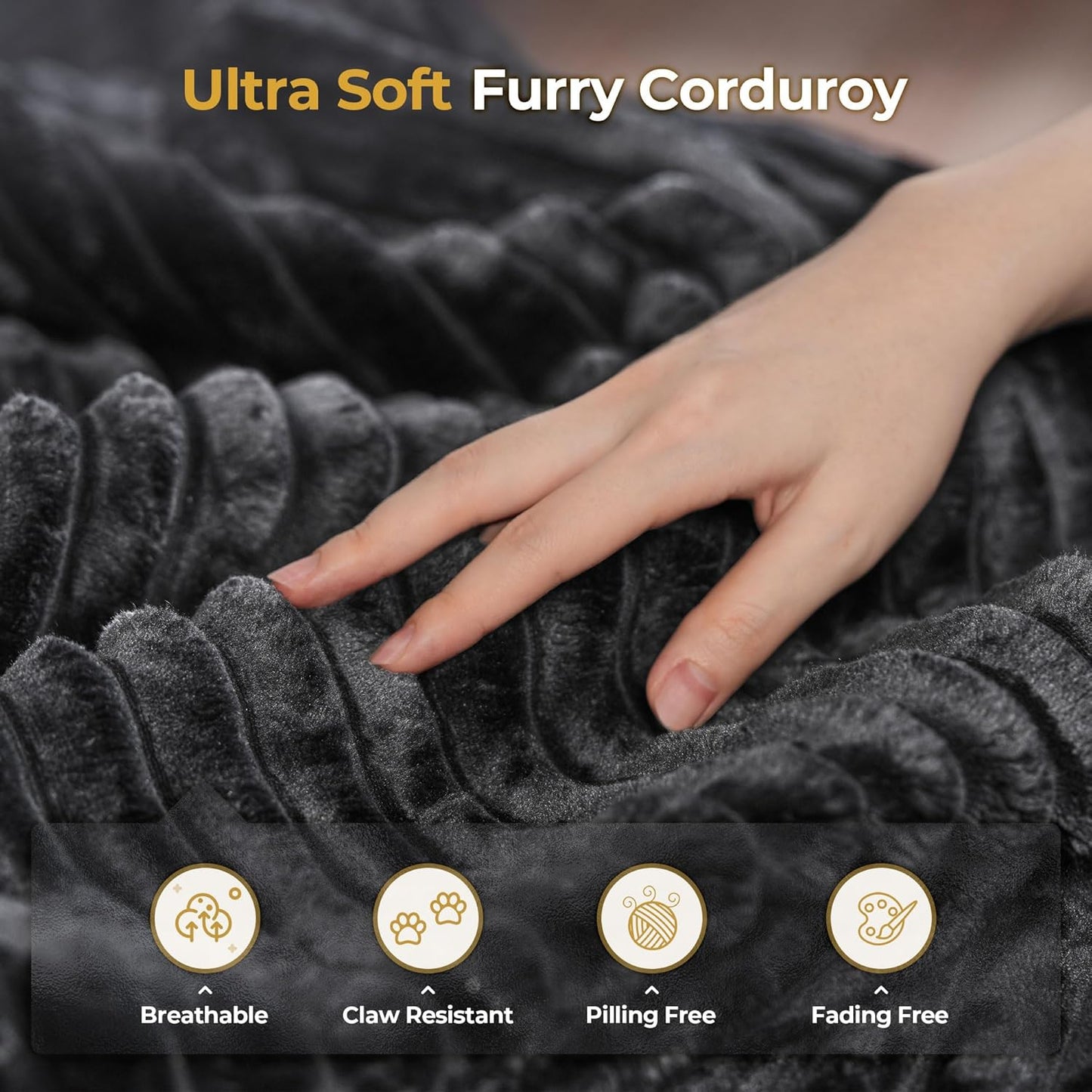 HOOOWOOO Modular Sectional Sofa,6 Pieces Sectional Couches for Living Room,98X98 L Shaped Cloud Couch with Ottoman Chaise Set(Black Velvet Corduroy)