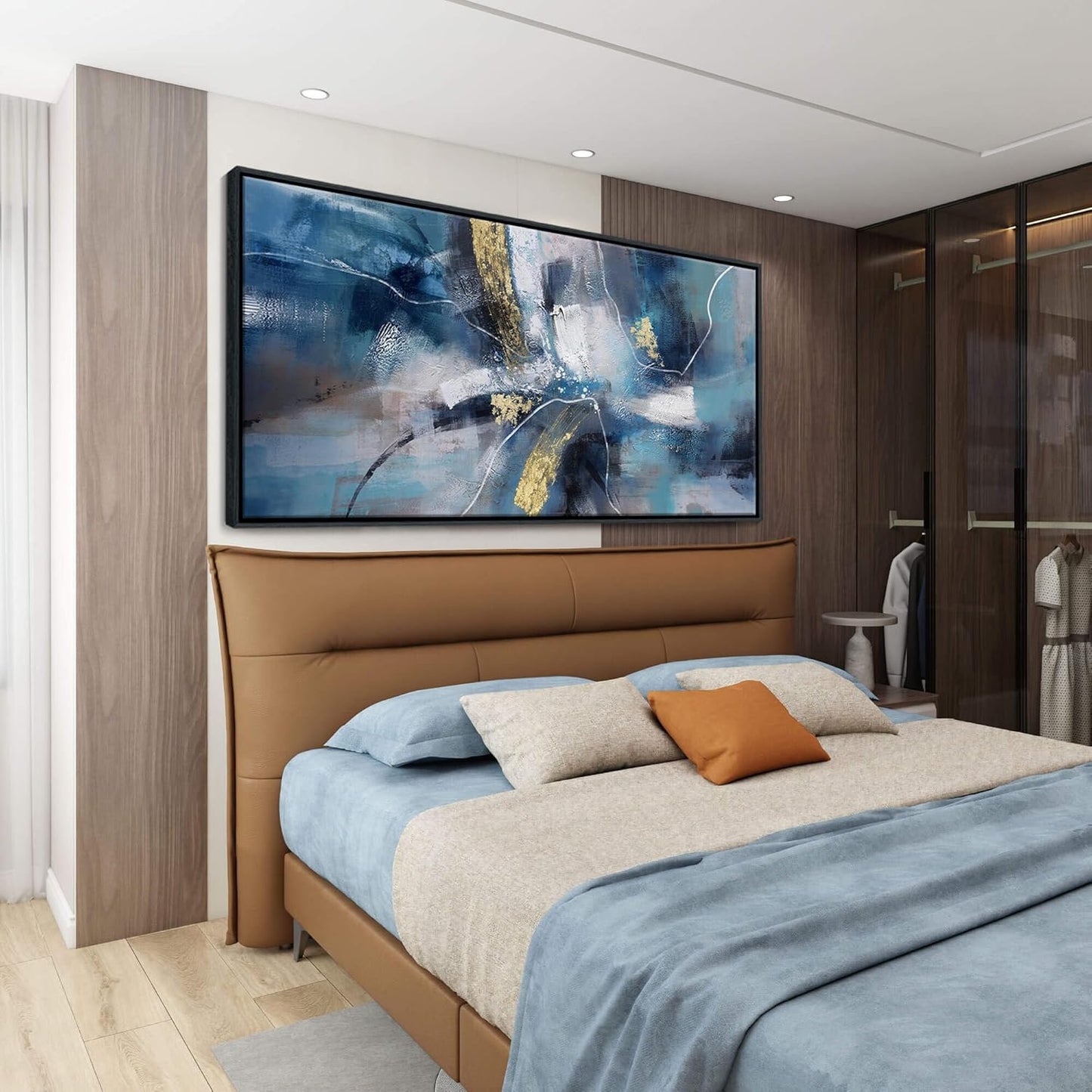 DUNHUANG ART Nordic Luxury Gold Abstract Canvas Wall Art for Living Room - Modern Decor for Home & Office - Framed Prints Painting Ready to Hang 20"x40"