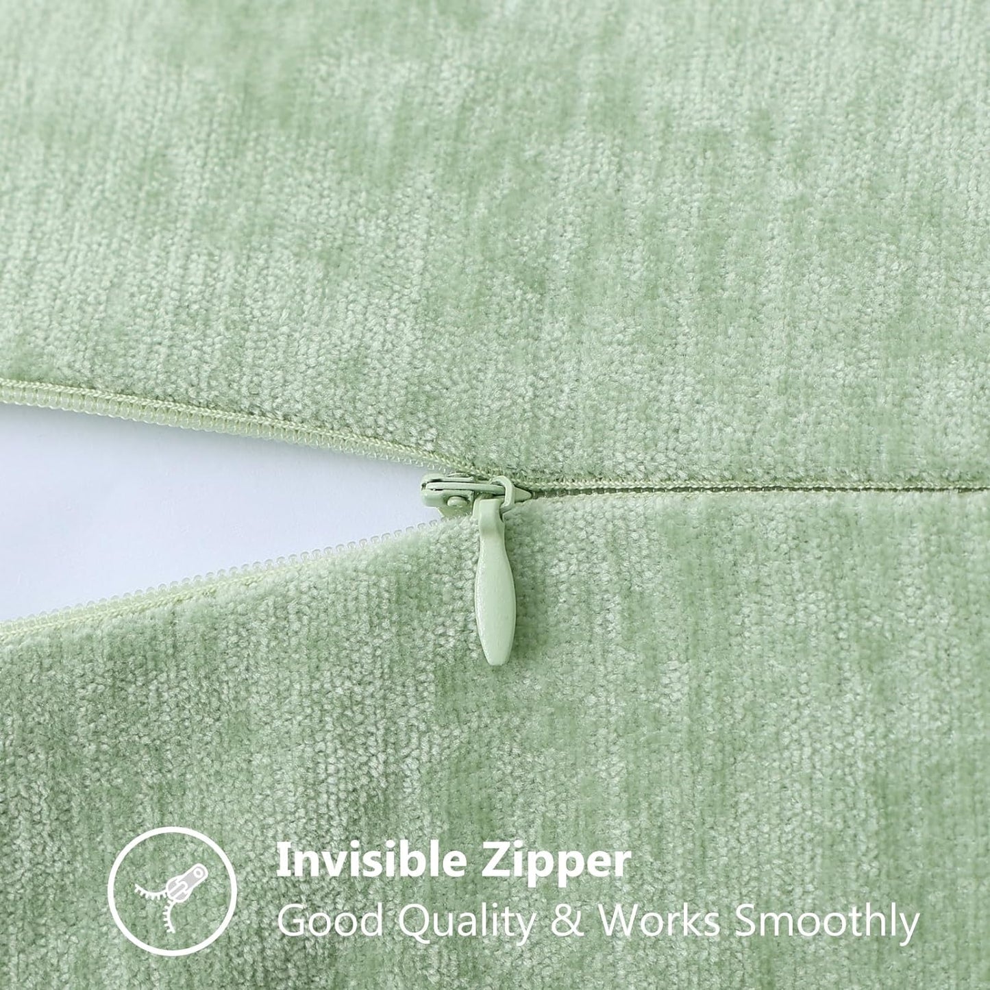 decorUhome Chenille Soft Throw Pillow Covers 26x26 Set of 2, Farmhouse Velvet Neutral Decorative Euro Pillow Covers with Stitched Edge for Couch Sofa Bed Home Decor, Sage Green