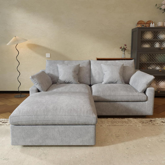 JACH Sectional Couches for Living Room, Cloud Sectional Couch with Deep Seat, Love Seat Modular Sofa with Chaise, Covers Removeable & Washable, Sofas Furniture for Living Room, Light Grey