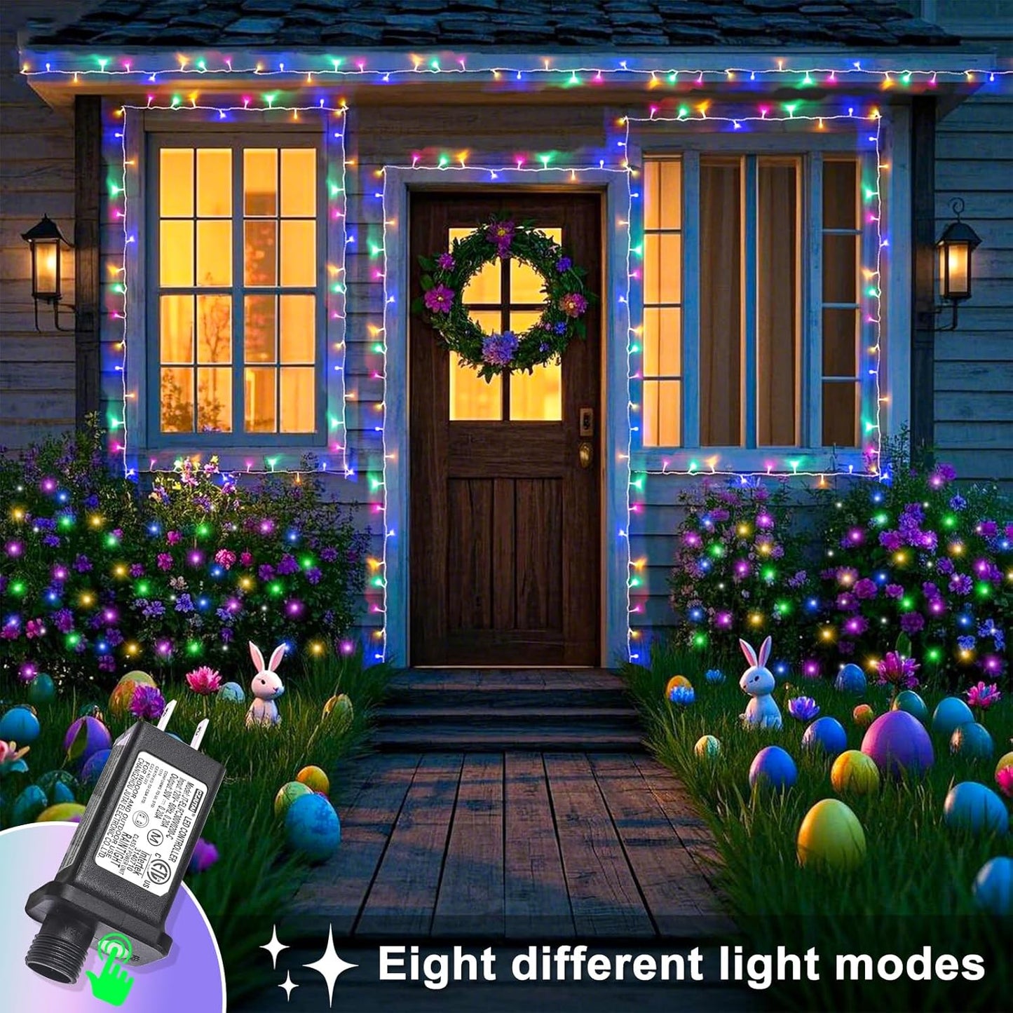 Christmas Lights Outdoor Waterproof Colorful String Lights Indoor 8 Modes Clear Wire 66ft 200 LED, Colorful Twinkle Fairy Light Plug in for Bedroom Wedding Party Easter Christmas Decorations
