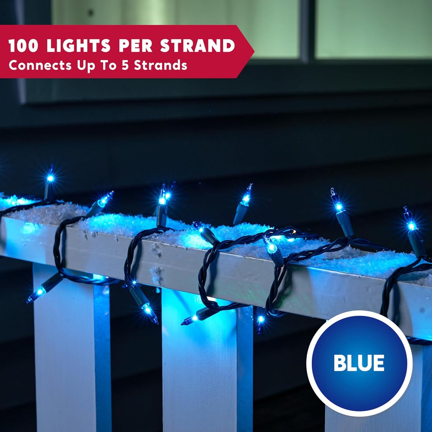 Joiedomi Blue Christmas String Lights,100 Count 22.3FT Christmas Fairy Tree Lights Plug in for Indoor Outdoor Xmas Decorations Patio Holiday Theme Party Yard House,Green Wire