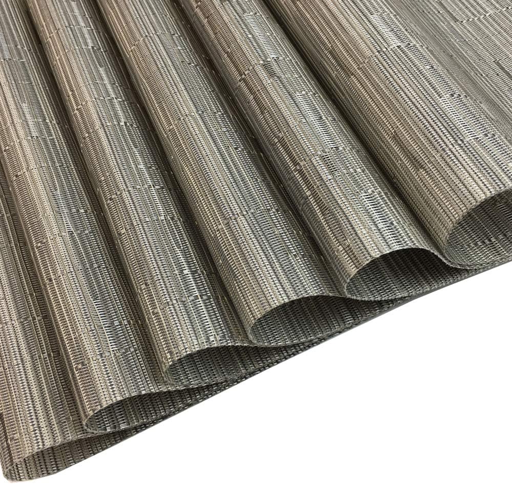 Red-A Placemats Set of 6 for Dining Table Heat-Resistant Washable Place Mats Woven Vinyl Kitchen Table Mats Easy to Clean,Silver Grey