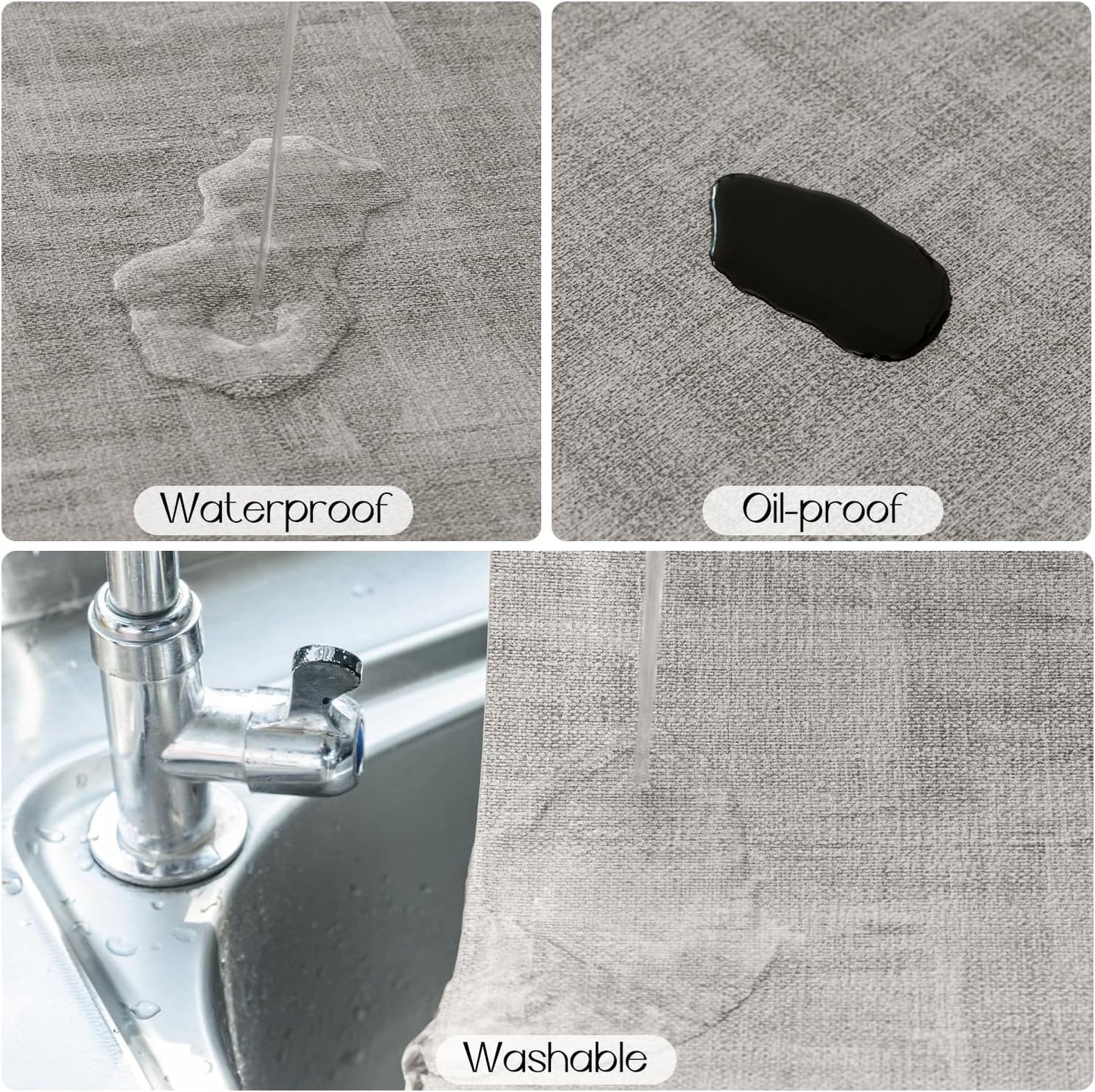 Romanstile Reversible Vinyl Placemats Set of 4, Faux Leather 100% Waterproof Oil-proof Wipeable Place Mats, Heat Resistant Dual Sided Table Mats for Kitchen/Dining/Party (Grey Light Grey, 12 x 17 Inch