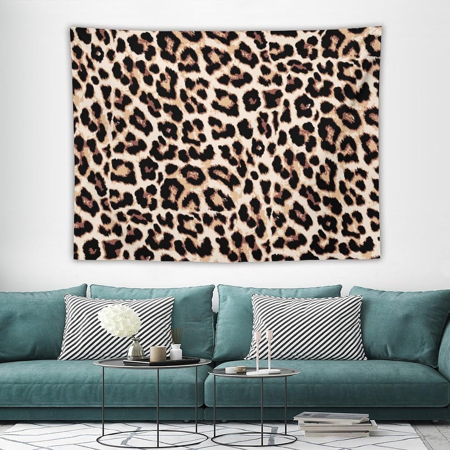 HZOHNAGO Leopard Print Tapestry Rustic Brown Leopard Wild Animal Printed Wall Tapestry Painting Wall Hanging for Bedroom Living Room Dorm 80" W x 60" H