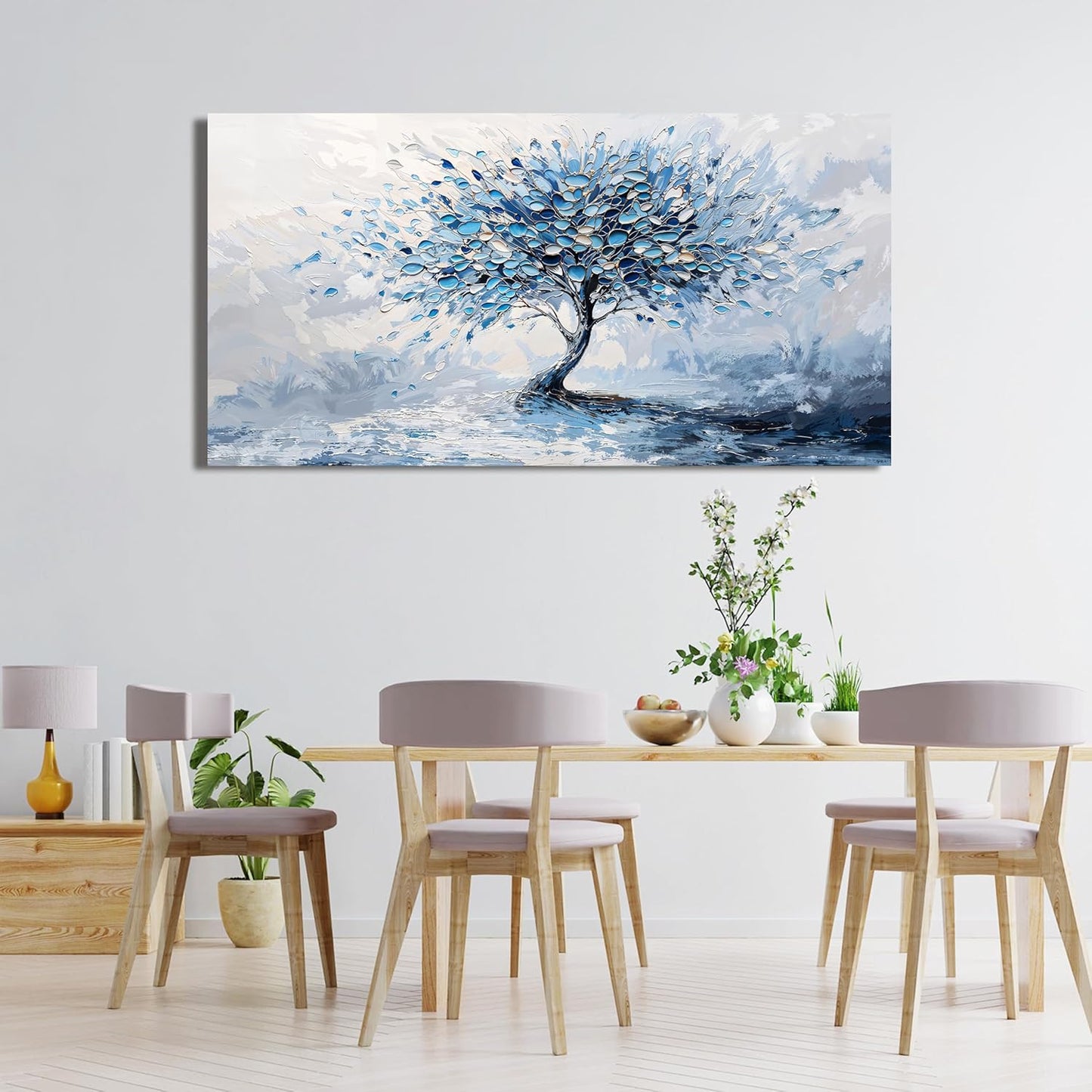 Canvas Wall Art Decor Modern Blue White Wall Art Prints Canvas Art Wall Decor Wall Art Pictures for Living Room Artwork for Walls Abstract Art Tree of Life Wall Art Bedroom Office Decor 20" X 40"