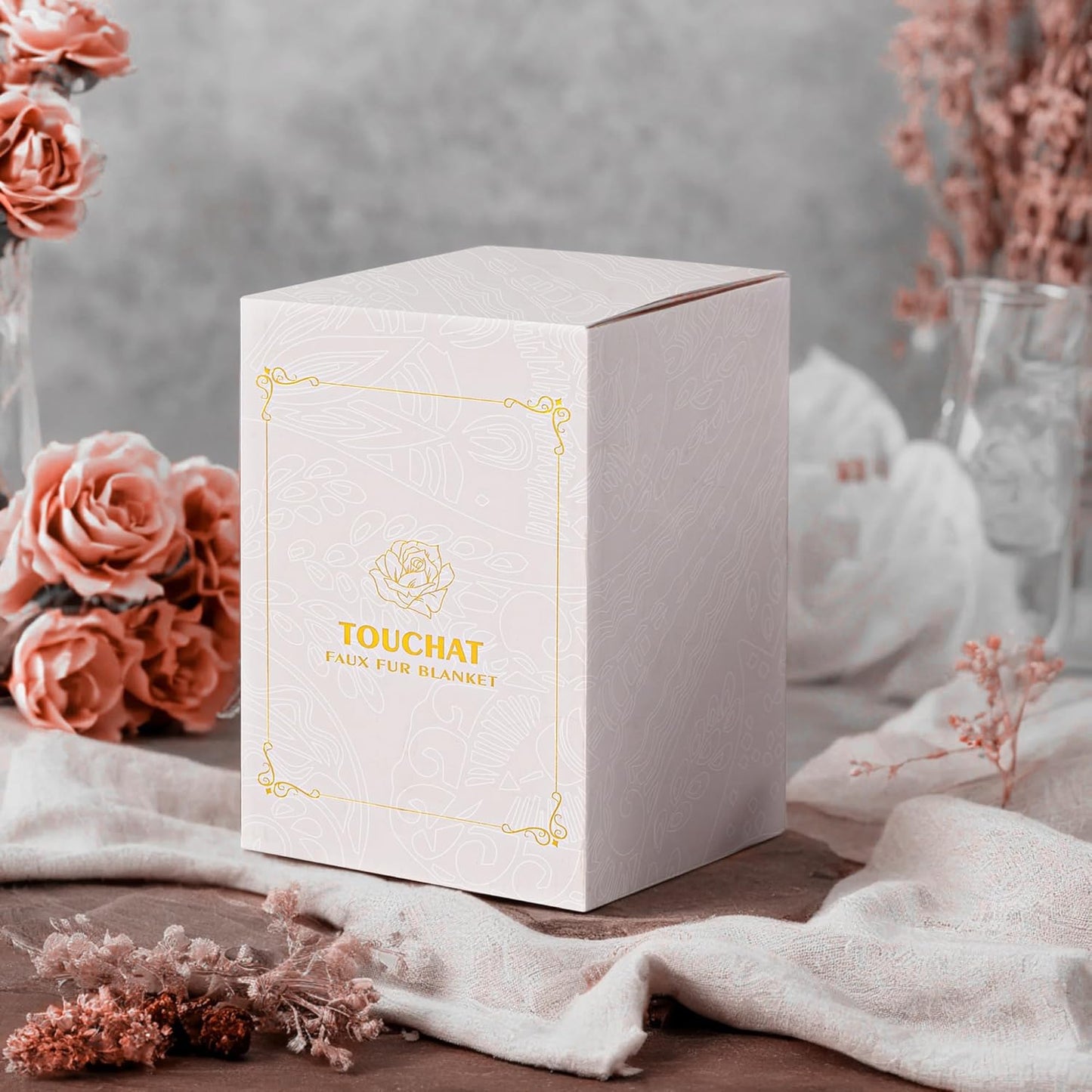 Touchat Ruched Faux Rabbit Fur Throw Blanket, 700 GSM Luxury Dual-Sided Soft Cozy Blanket, Fuzzy Fluffy Plush Blanket for Bed, Couch and Sofa - 50"x60", Tie-dye Coffee