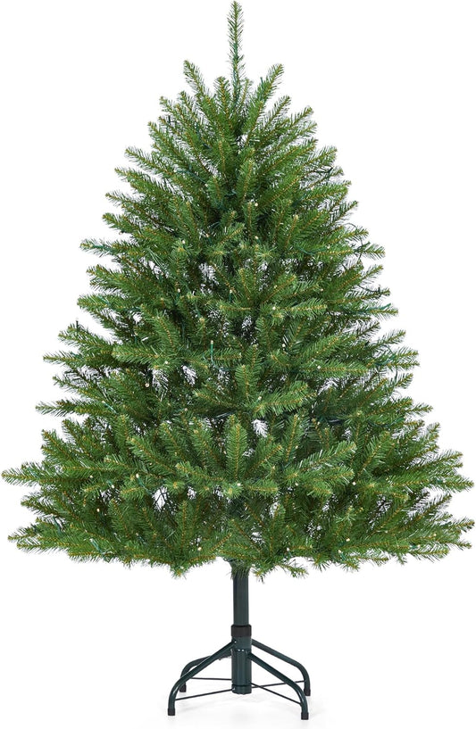 4.5FT Pre-Lit Artificial Christmas Tree with Color Lights,Green PE & PVC Artificial Xmas Tree,Easy Assembly, Full Branch Tips& Foldable Stand for Home, Office, Party Decoration for Xmas Holiday