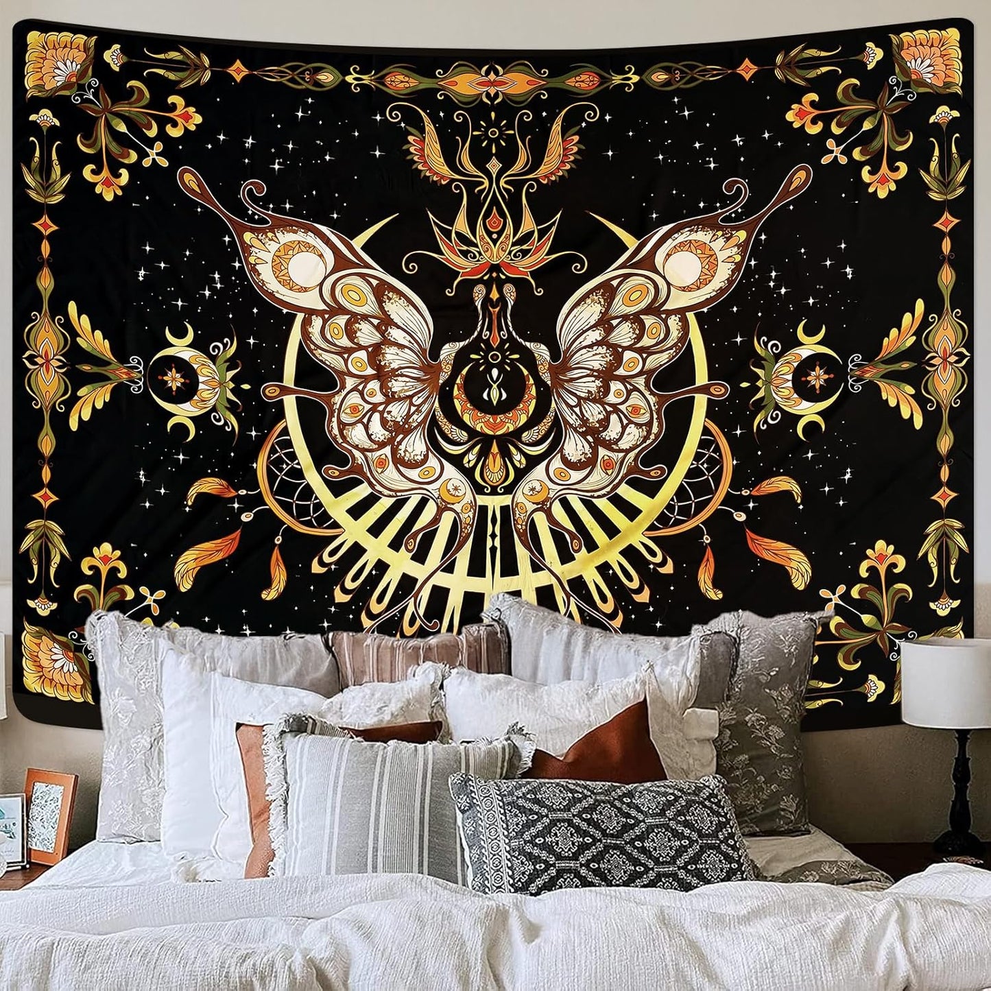 CHDGDHC Butterfly Tapestry - Moth Wall Hanging, UV Resistant, Waterproof, Machine Washable, Lightweight, Psychedelic Bedroom Aesthetic Decor for Bedroom, Living Room, Yoga Room - 59.1x49.2 Inch