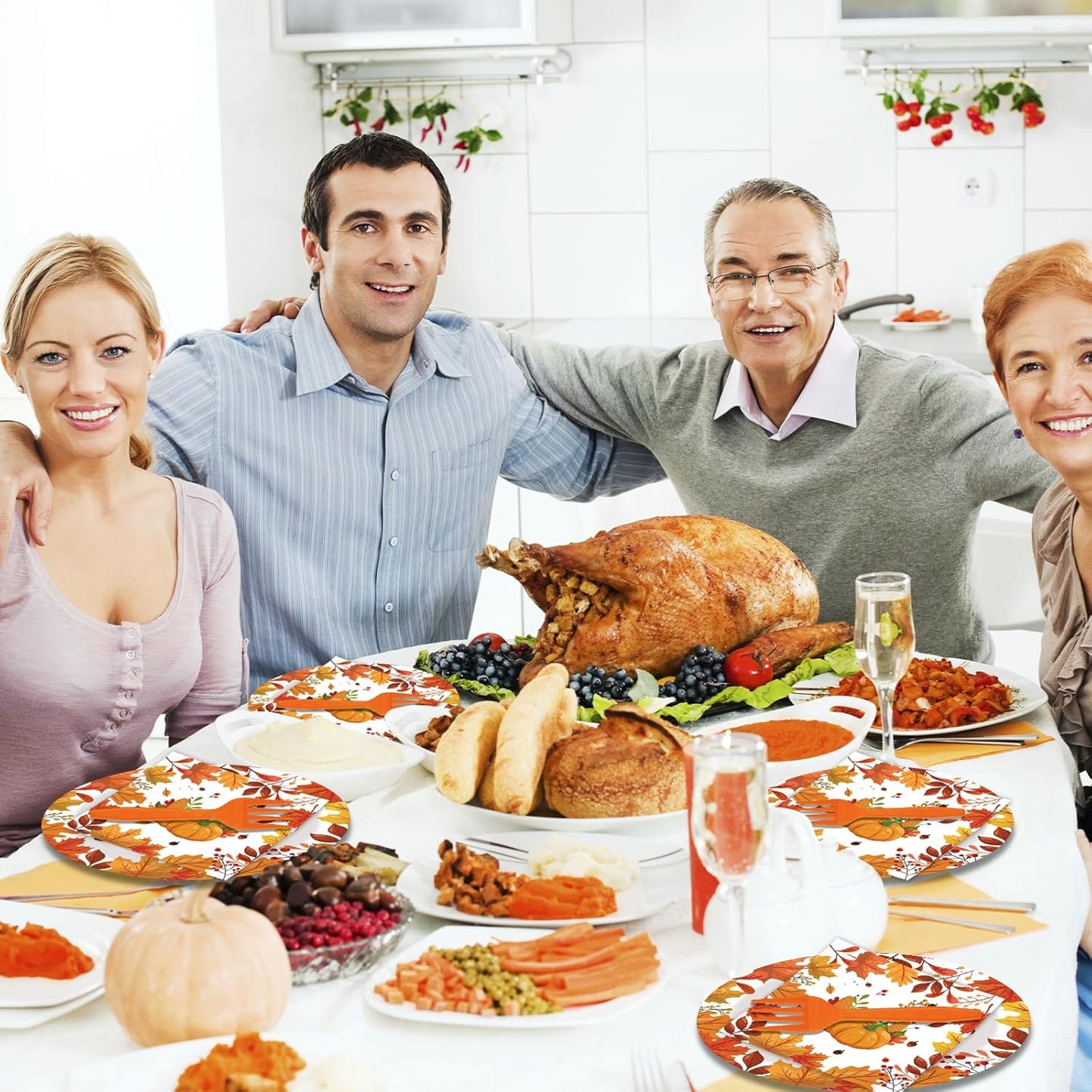 80pcs Fall Thanksgiving Paper Plates and Napkins Forks Dinner Cake Plates Autumn Leaves Pumpkin Party Decorations for Fall Thanksgiving Holiday Wedding Birthday,Serves 20 (Autumn)