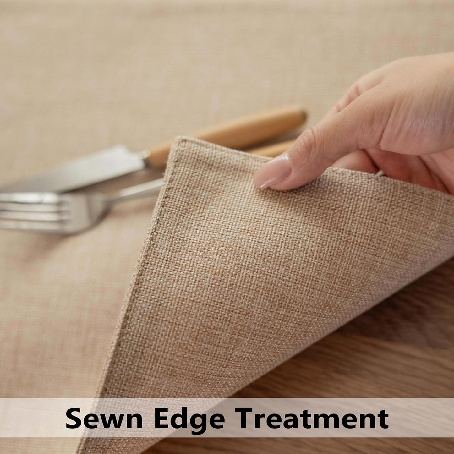 Demetex Linen Placemats Set of 4 Heat Resistant Cloth Placemats Table Place Mats Burlap Plate Mats for Dining Kitchen Banquet, Light Linen