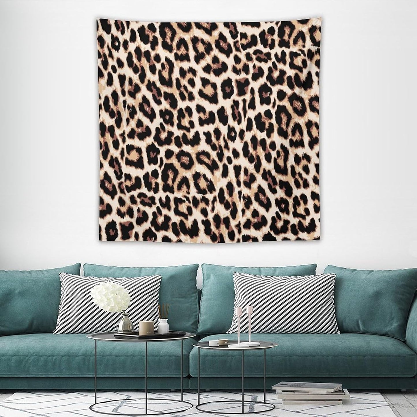 HZOHNAGO Leopard Print Tapestry Rustic Brown Leopard Wild Animal Printed Wall Tapestry Painting Wall Hanging for Bedroom Living Room Dorm 60" W x 60" H