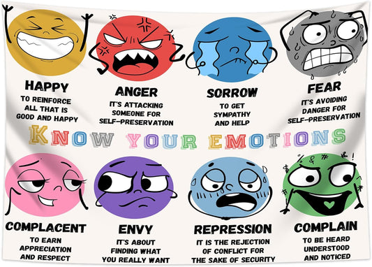 dueeia Mental Health Therapy Tapestry Wall Hanging Counseling Office Classroom Inspirational Motivational Tapestries for School Bedroom Living Room Wall Decor (59.1"x51.2")