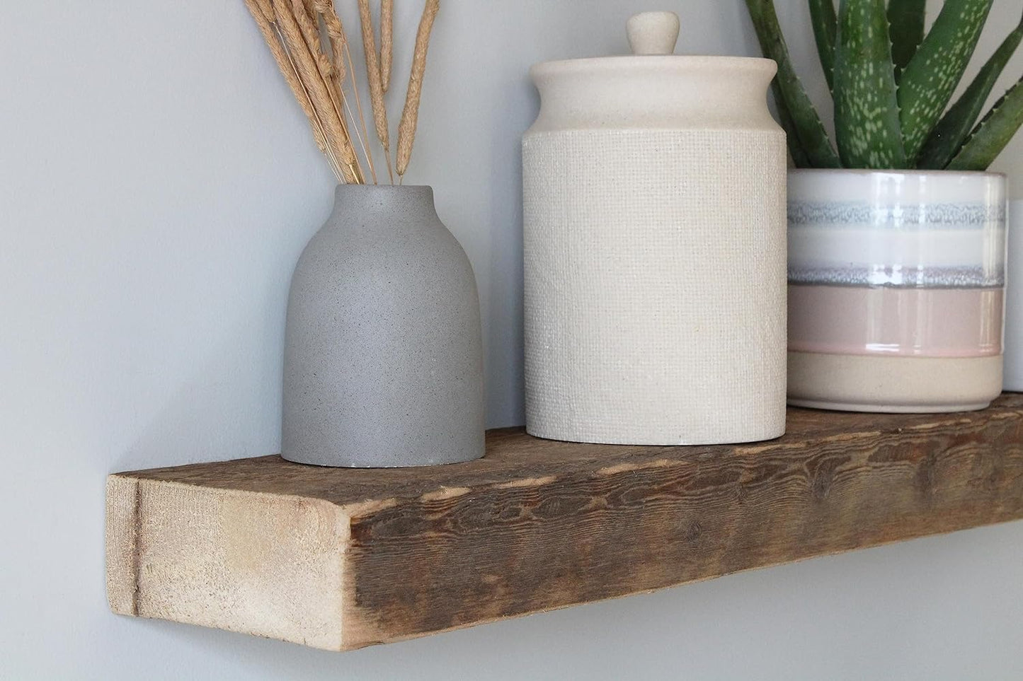 Urban Legacy Reclaimed Barnwood Planks | Floating Shelves for Wall w/Flush Mount Shelf Bracket Set Included | Set of 2 (Natural, 18"x 4.5"x 2")