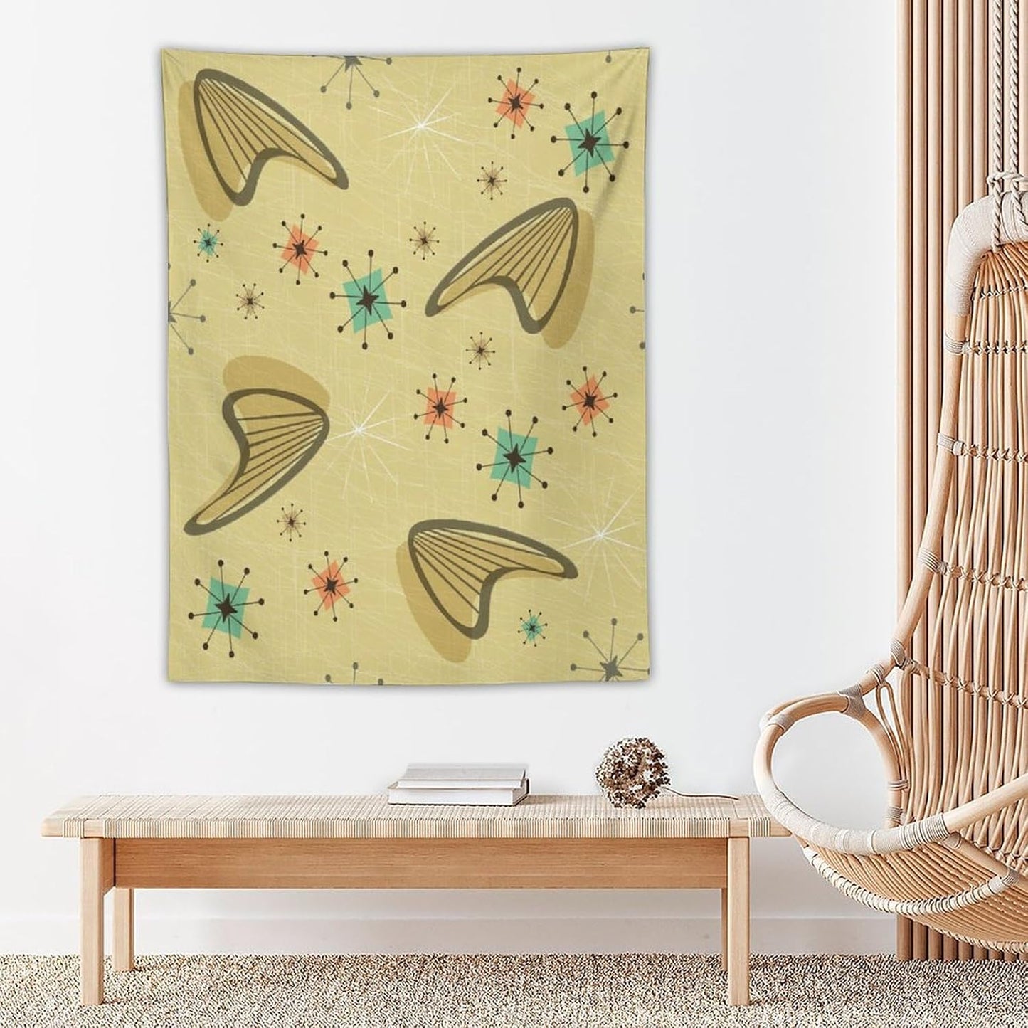 ICMOLYYENLO Boho Medieval Cat Tapestry, Abstract Atomic Starburst Geometric Aesthetic Art Wall Hanging For Bedroom Living Room Dormitory 40x60 Inches