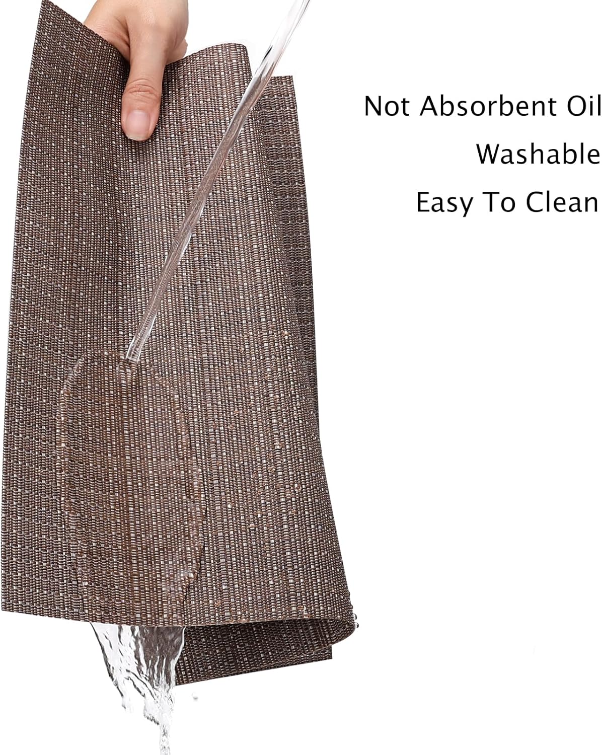 Myir JUN Placemats Set of 4, Vinyl Woven Placemats Place Mats Indoor Set of 4 Washable Table Mats Non-Slip Place mats for Dining Table (Coffee, Set of 4)