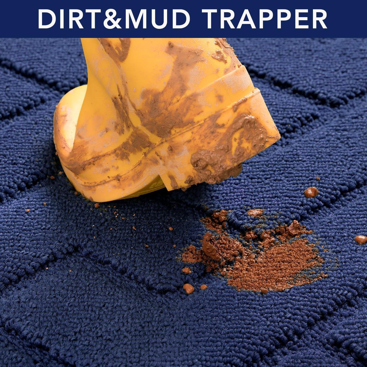 hicorfe Front Door Mat Outside Entrance,32"x40" Absorbent Muddy Dirt Resist Welcome Door Mats Outdoor Indoor,Stain and Fade Resistant,Non Slip Backing Entry Mat Doormat for Entryway(Navy Blue)