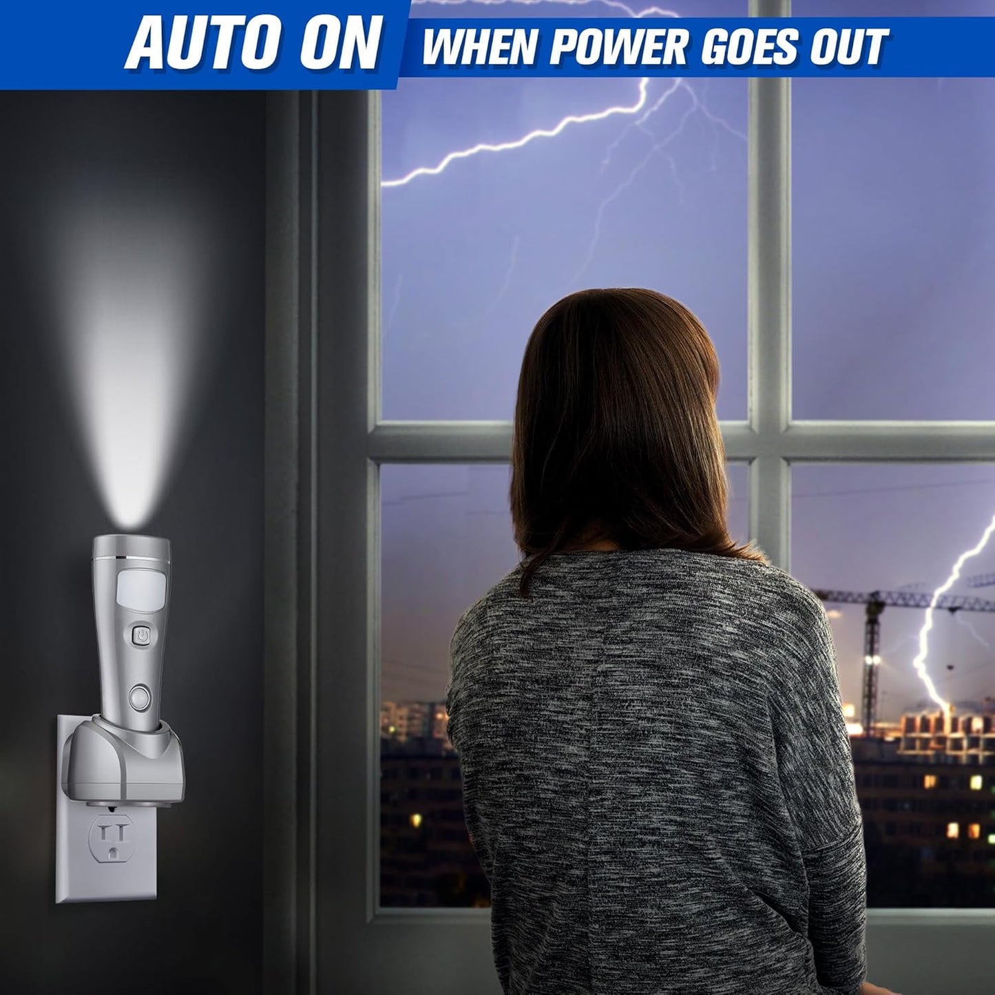 Enhon 9 Pack 4 in 1 LED Emergency Lights for Home Power Failure, Rechargeable Plug in Flashlight Motion Sensor Night Light, Automatic Turn On Power Outage Light for Home Hurricane Supplies