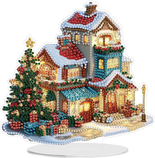 5D Diamond Art Kits for Adults, Fairy House, Special Shaped Rhinestone Diamond Art Christmas Ornaments, Snowy House, DIY Diamond Art Painting Desktop Ornament Gem Art Crafts for Adults Home Decor
